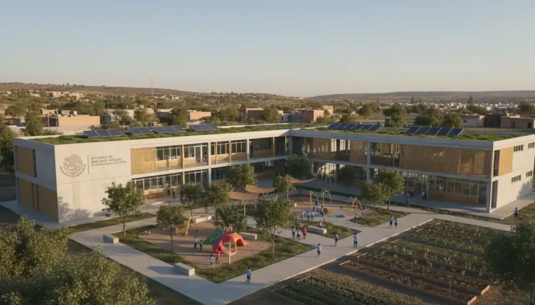 Nueva escuela con infraestructura moderna, resultado de los programas de apoyo federal.