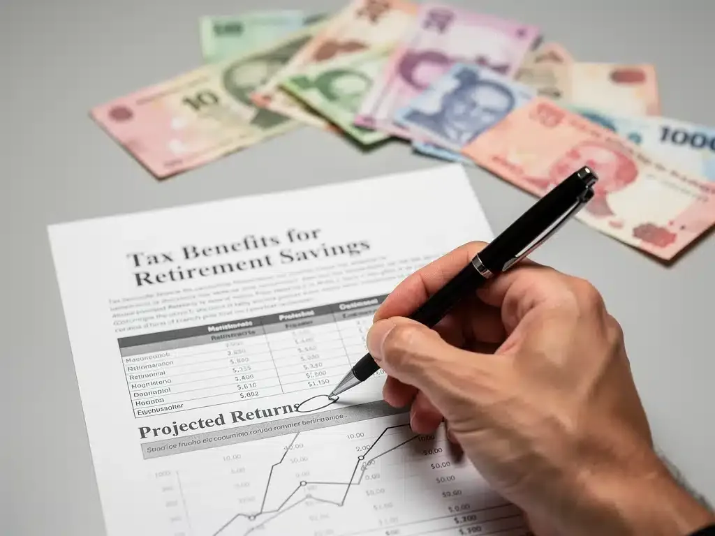 Documentos financieros detallando beneficios fiscales y rendimientos de planes de retiro en México.