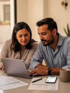 Pareja mexicana de 40 años planificando su ahorro para el retiro 2026