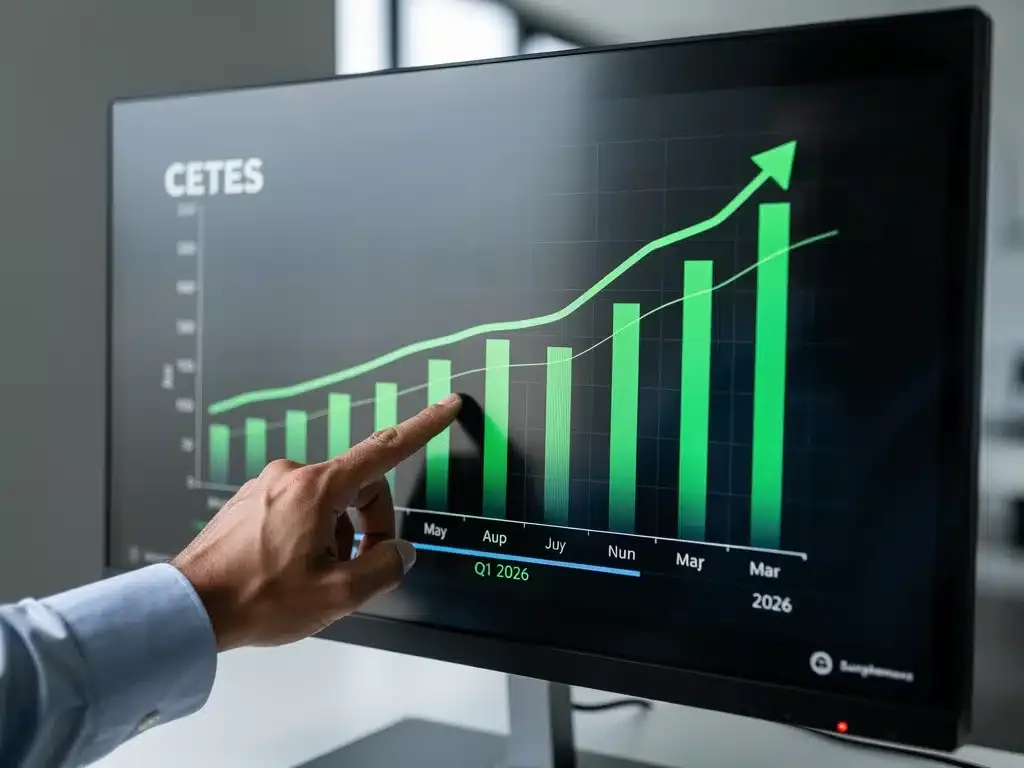 Gráfica de rendimiento histórico de CETES en el primer trimestre de 2026