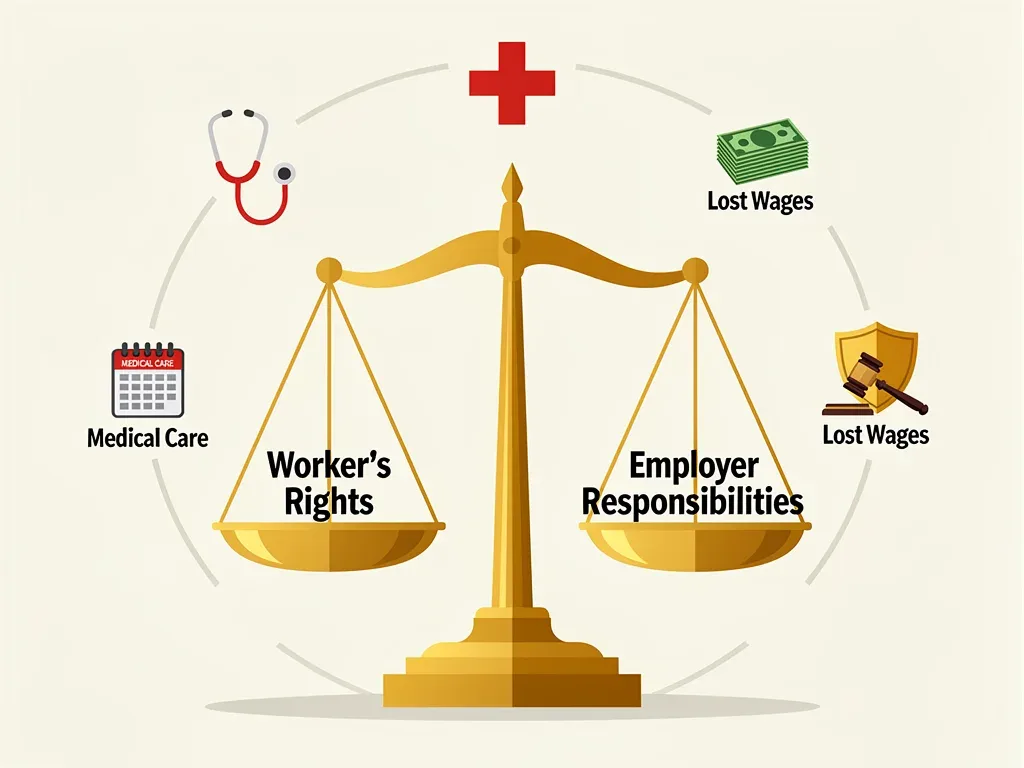 Balanza de derechos laborales y responsabilidades del empleador en compensación.